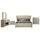 Lorient 5-piece Eastern King Bedroom Set Ivory and Camel