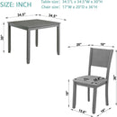 5 Piece Modern Dining Set, Square Wooden Dining Table with 4 Upholstered Chairs for Kitchen, Dining Room, Gray