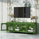 StylishTVcabinet Entertainment CenterTV Stand, TVconsoletable, Media Console, Solidwood Frame, Changhong Glass Door, Metal Handle by HouseOfZazla