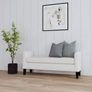 Hollis - Upholstered Accent Bench With Armrests Seating - Vanilla White by HouseOfZazla