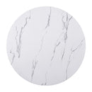 5 Piece Round Dining Table Set, Dining Table And 4 Upholstered Chairs For Dining Room, Kitchen Room, Living Room - White / Gray