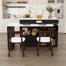 Retro Kitchen Island Set With Chairs, Extendable & Rotating Table, 4 Drawers & Door Cabinets by HouseOfZazla