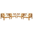 Outdoor Acacia Wood Club Wooden Armchair with Cushions (Set of 2)