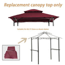 8x5Ft Grill Gazebo Replacement Canopy,Double Tiered BBQ Tent Roof Top Cover,BURGUNDY