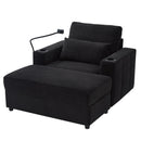 Modern Style Armchair Chaise Lounge Sofa Couch With Movable Storage Ottoman, USB Ports, Cup Holders, Phone Holder, Side Pockets by HouseOfZazla