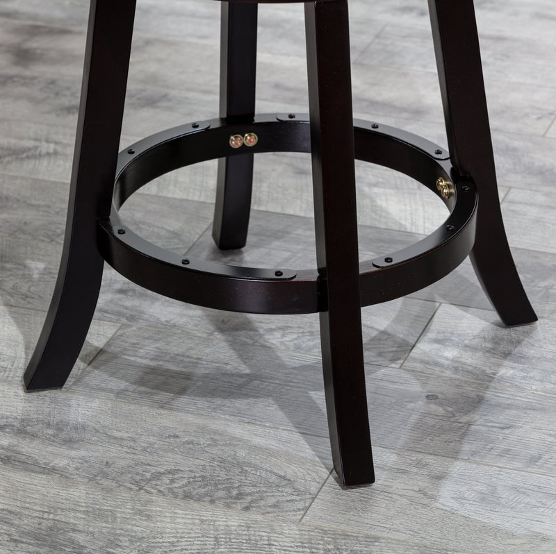 24" Counter Height X-Back Swivel Stool, Espresso Finish, Charcoal Fabric Seat
