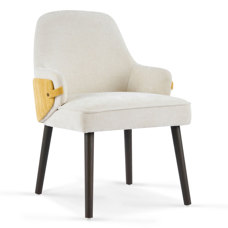 Indoor Dining Chair Set of 2 with Sturdy Frame - Beige / Yellow, photo 11 of 16