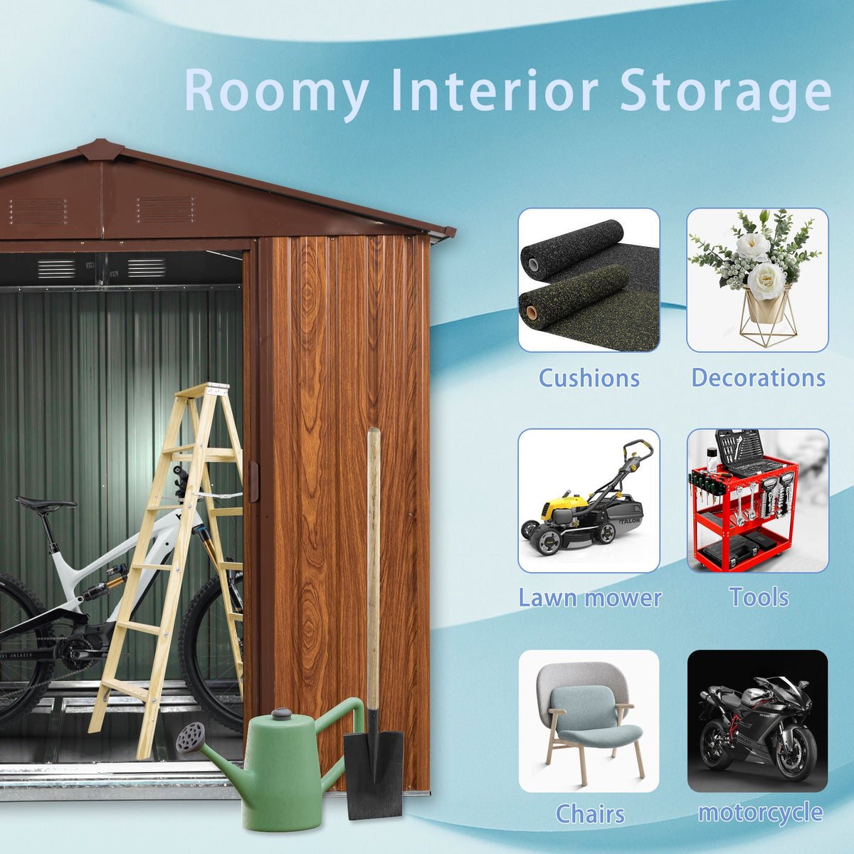 Outdoor Metal Storage Shed With Floor Base, photo 33 of 40