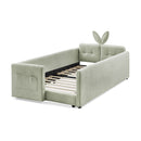 Cute Rabbit Ear Upholstered Platform Bed Frame With Safety Rail