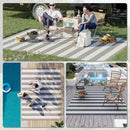 Outsunny - Reversible Outdoor Rug, 9' x 12' Waterproof Plastic Straw Floor Mat, Portable Rv Camping Carpet With Carry Bag, Large Floor Mat For Backyard, Deck, Picnic, Beach - Gray & White Striped by HouseOfZazla