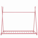 Metal House Platform Bed With Triangle Structure, Low Profile Design