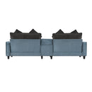 Sectional Sofa With Removable Ottomans, USB Ports, Cup Holders & Storage - Gray / Light Blue by HouseOfZazla