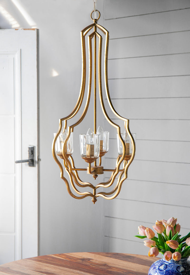 4 - Light Metal Chandelier, Hanging Light Fixture with Adjustable Chain for Kitchen Dining Room Foyer Entryway, Bulb Not Included