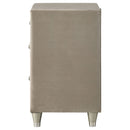 Antonella Upholstered 3-drawer Nightstand Ivory and Camel