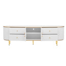 Modern TV Stand For TVs Up To 80", Entertainment Center With 4 Drawers And 1 Cabinet, Wood TV Console Table With And Handles For Living Room - White