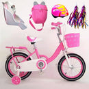 12in Carbon Steel Kid Bike with Backpack Streamers Helmet Detachable Training Wheels