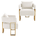 Modern Classic Design Decorative Chair Teddy Fleece Upholstered And Metal Foot