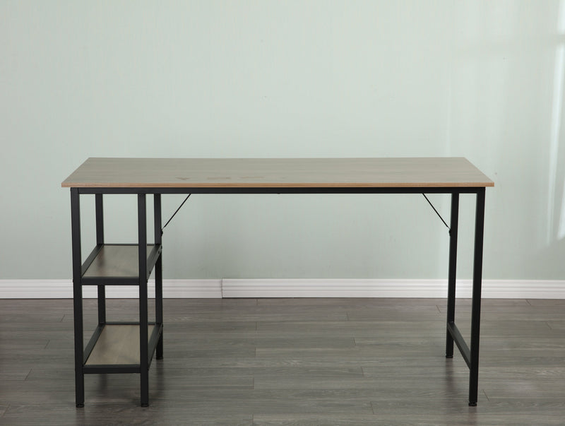 55-inch oversized light gray wood grain, best-selling home office computer desk, study writing desk with two-layer bookshelf