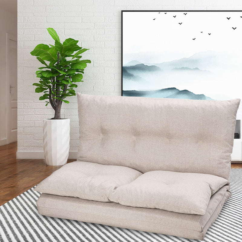 Adjustable Fabric Folding Chaise Lounge Sofa Floor Couch and Sofa (Beige)