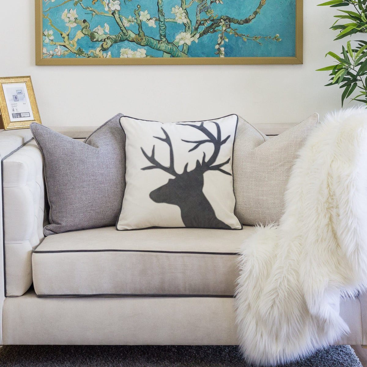 Holiday Reindeer Velvet Accent Pillow 20x20, photo 8 of 10
