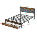 Modern Bed Frame With LED Lights, Upholstered Headboard, USB Charging by Unique Piece Furniture