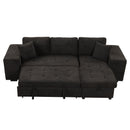 Modern L-Shape 3 Seat Reversible Sectional Couch, Pull Out Sleeper Sofa With Storage Chaise And 2 Stools For Living Room Furniture Set by HouseOfZazla