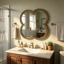 Quatrefoil Mirror with Large Beaded Metal Frame