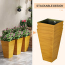 Outsunny - Outdoor Planters (Set of 3) Large Taper Planters With Drainage Holes And Plug, Faux Wood Plastic Flower Pots For Outdoor, Indoor, Garden, Patio by HouseOfZazla