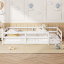 Twin Size Montessori Floor Bed With Fence - White by HouseOfZazla