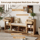 Entryway Storage Bench With Cushion, Drawers & Open Shelves by HouseOfZazla