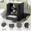 Bathroom Vanity With Ceramic Sink Combo, Modern Freestanding Storage Cabinet With Silver Handles by HouseOfZazla