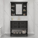 Bathroom Vanity With Medicine Cabinet, Storage Cabinet With 4 Drawers, Adjustable Shelf Mirror by Unique Piece Furniture