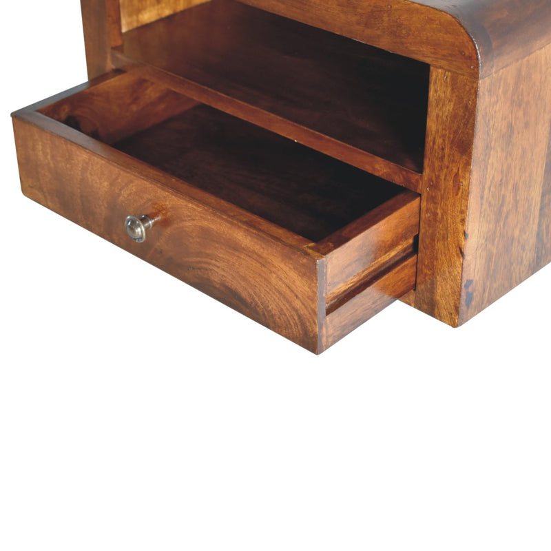 Chunky Chestnut Floating Bedside, 1-Drawer, 1 Open Slot, photo 6 of 10
