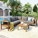 4 Pieces Outdoor Acacia Wood Sofa Set with Coffee Table