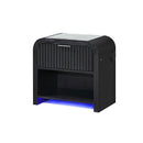 Beverly - Nightstand With Speakers, Rounded Sides - Black White by HouseOfZazla