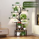 S - Shaped, 10 Tier Plant Stand With 5 Grow Lights - Deep Rustic Brown by HouseOfZazla
