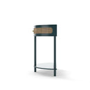 Boho Rattan Semi Circle End Table With Sliding Rattan Door, Storage And Bottom Shelf by HouseOfZazla