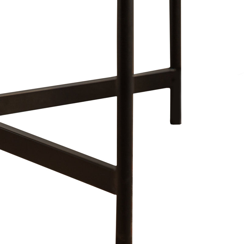 33" Modern Thread Design Round Coffee Table, MDF Table Top with Cross Legs Metal Base