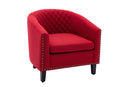 accent Barrel chair living room chair with nailheads and solid wood legs Red Linen