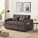 Modern Loveseat Futon Sofa With Pullout Bed, Adjustable Reclining Backrest, Toss Pillows by HouseOfZazla