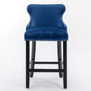Contemporary Upholstered Wing-Back Barstools With Button Tufted Decoration And Wooden Legs, And Nailhead Trim, Leisure Style Bar Chairs, Bar Stools (Set of 2) by HouseOfZazla