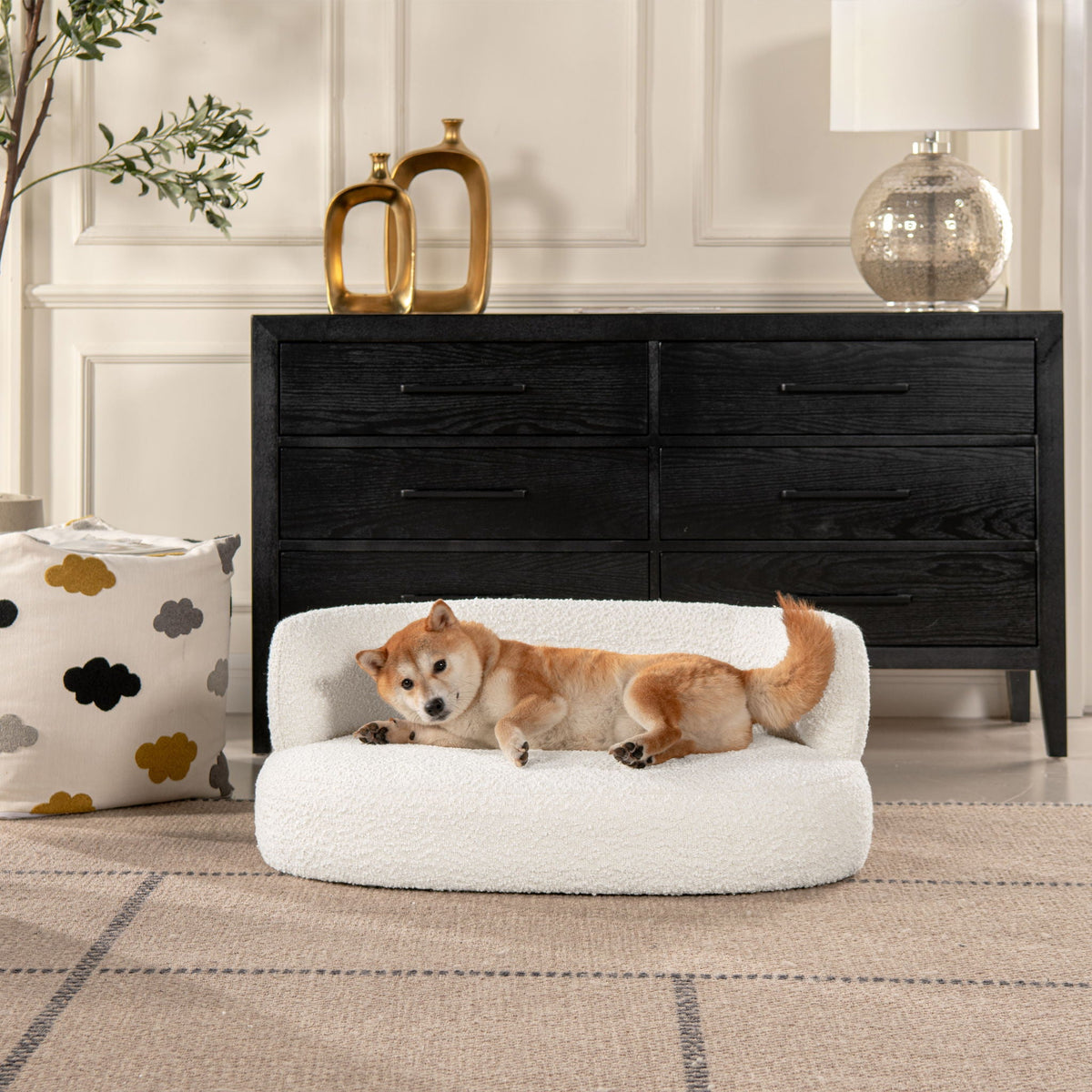 Shep - Curved Dog Sofa Bed Medium - Ivory White, photo 2 of 5
