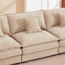 Modular L-Shaped Sectional Sofa Set with Movable Ottoman, Chenille, Coffee, 105 Inches