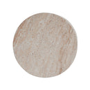 Modern Concrete Side Table With Travertine, Indoor / Outdoor Use - Beige