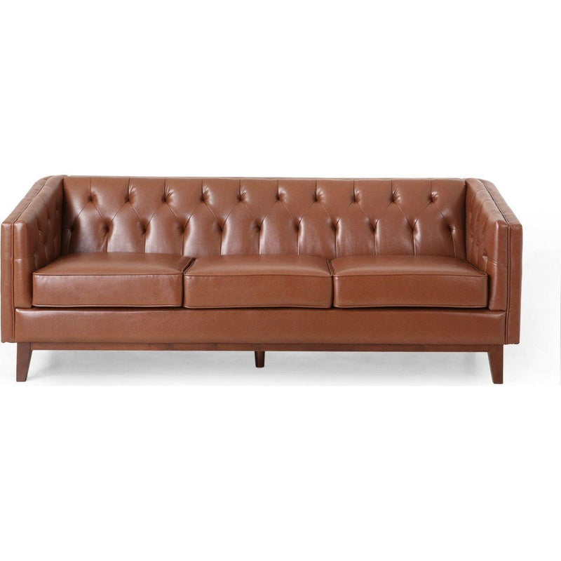 81" PU Sofa,Tufted Back,Solid Wood legs,Living Room and Study