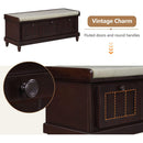 TREXM Classic Shoe Bench with Cushion and Three Drawers, Fluted Entryway Bench with Storage for Living Room, Entryway, and Hallways (Espresso)