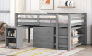 Loft Low Study Bed With Cabinet, Shelves And Rolling Portable Desk, Multiple Functions by HouseOfZazla