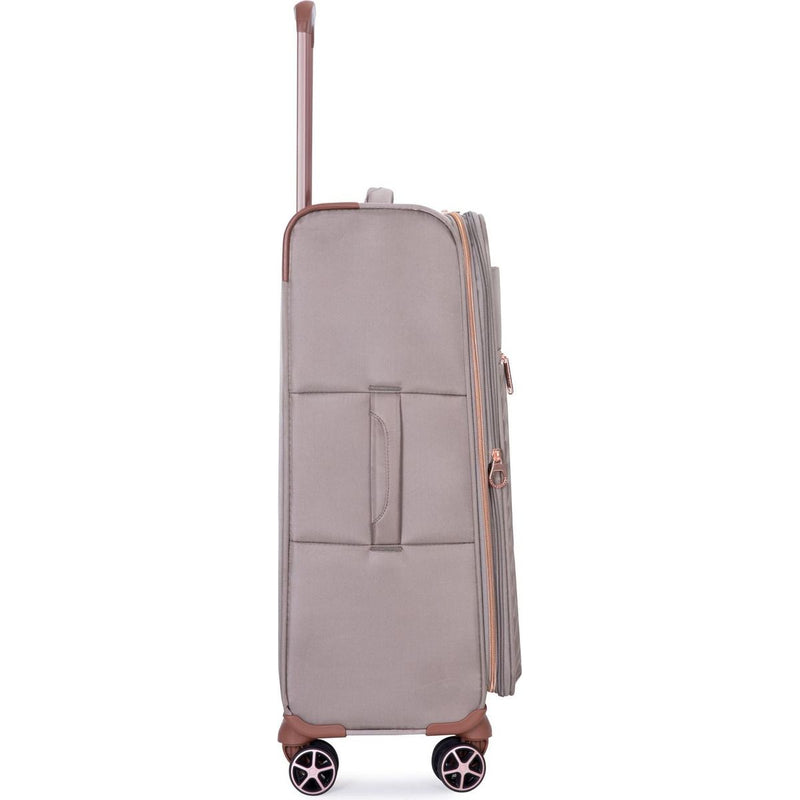 4-Piece Set (16/20/24/28), Softshell Suitcase Spinner Wheels Terylene Luggage Sets Carry On Suitcase Luggage Lightweight Durable Suitcase Khaki