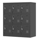 9 Door Employee Storage Locker With Card Slot, Lockers For Office, Gym, School, And Home - Black by HouseOfZazla