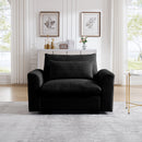 Black Corduroy Deep Seat Single Sofa Accent Chair